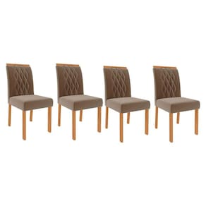 Cadeira Sala de Jantar Juliana Wood Kit 4 Un Madeirado/Suede Joli Capuccino - Cimol