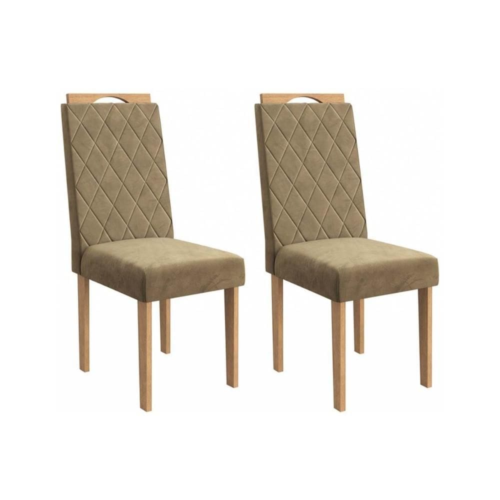 Cadeira Sala de Jantar 2CAD153EA Kit 2 Un Carvalho/Suede Bege - Kappesberg
