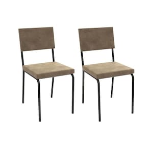 Cadeira Sala de Jantar Zaria 2C128 Aço Kit 2 Uni Preto/Suede Bege - Kappesberg