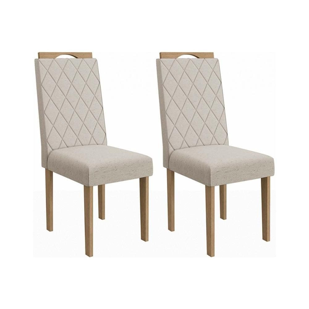Cadeira Sala de Jantar 2CAD153EA Kit 2 Un Carvalho/Linho Cinza - Kappesberg