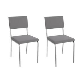 Cadeira Sala de Jantar Zaria 2C128 Aço Kit 2 Uni Cromado/Suede Cinza - Kappesberg