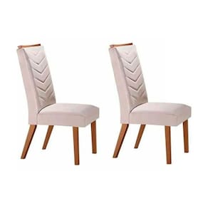 Cadeira Sala de Jantar Londrina Kit 2 Un Madeira Capuccino/Suede Creme - Rufato