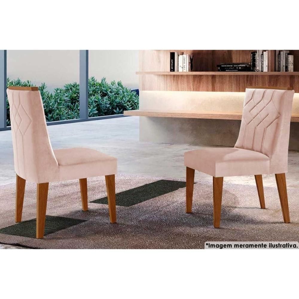 Cadeira Sala de Jantar Nevada Kit 2 Un Imbuia-Capuccino/Suede Creme - Rufato