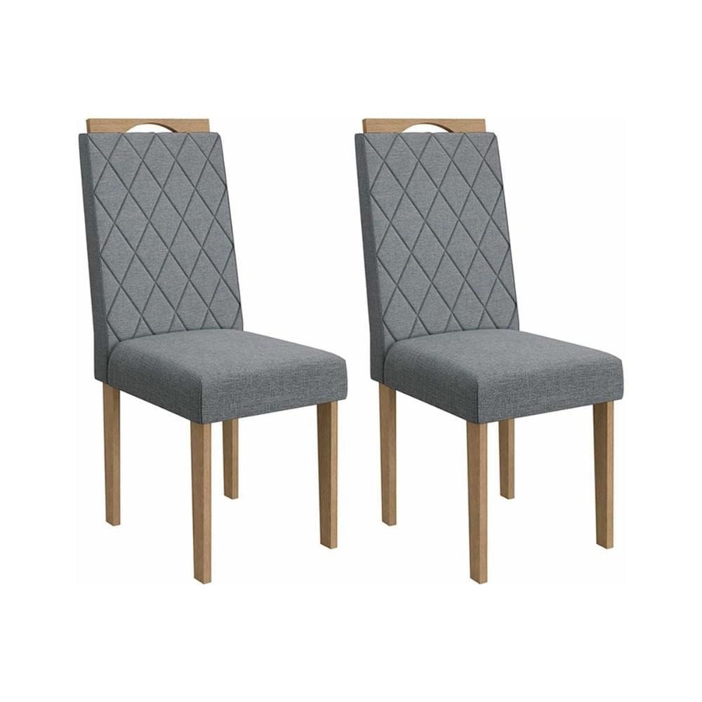 Cadeira Sala de Jantar 2CAD153EA Kit 2 Un Carvalho/Linho Cinza - Kappesberg