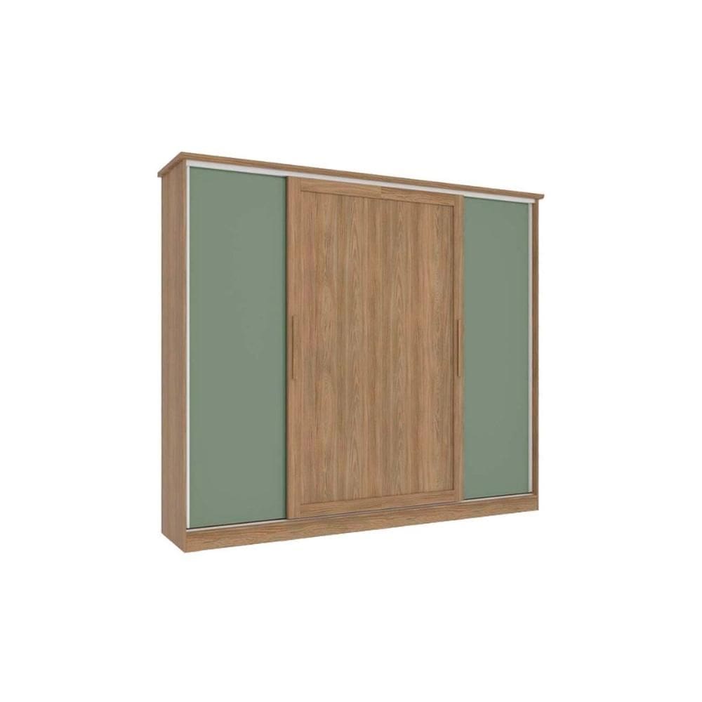 Guarda Roupa Casal 4 Portas de Correr e 4 Gavetas N565 Flex Nogueira/Macadamia ou Verde - Kappesberg