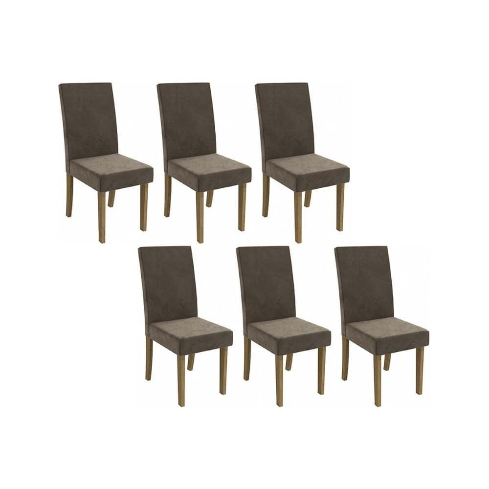 Kit 2 Cadeiras de Cozinha 2CAD131FR 6 Un Freijo/Suede Marrom A033 - Kappesberg