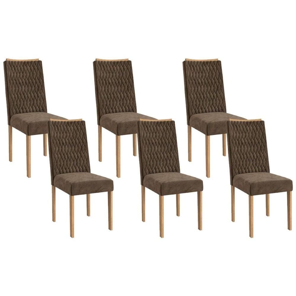 Kit 2 Cadeiras de Cozinha 2CAD157EA 6 Un Eucalipto/Suede Marrom A033 - Kappesberg