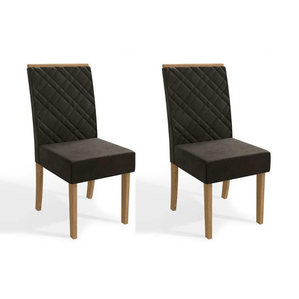Kit 2 Cadeiras de Cozinha 2CAD149 2 Un Canela/Suede Grafite - Kappesberg