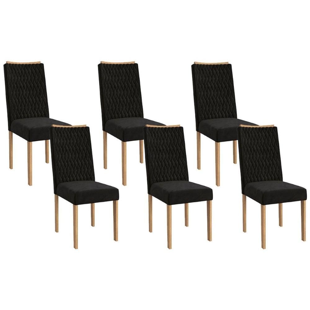 Kit 2 Cadeiras de Cozinha 2CAD157EA 6 Un Eucalipto/Suede Preto A038 - Kappesberg