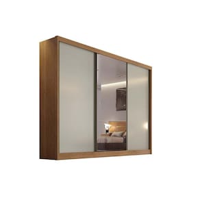 Guarda Roupa Casal 3 Portas de Correr (1 c/ Espelho) e 4 Gavetas Toulon/Sonetto Plus Cumaru/Fendi - Novo Horizonte