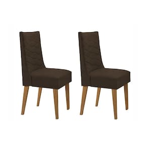 Kit 2 Cadeiras Sala Jantar Dafne 2 Un Madeira Capuccino/Suede Marrom - Rufato