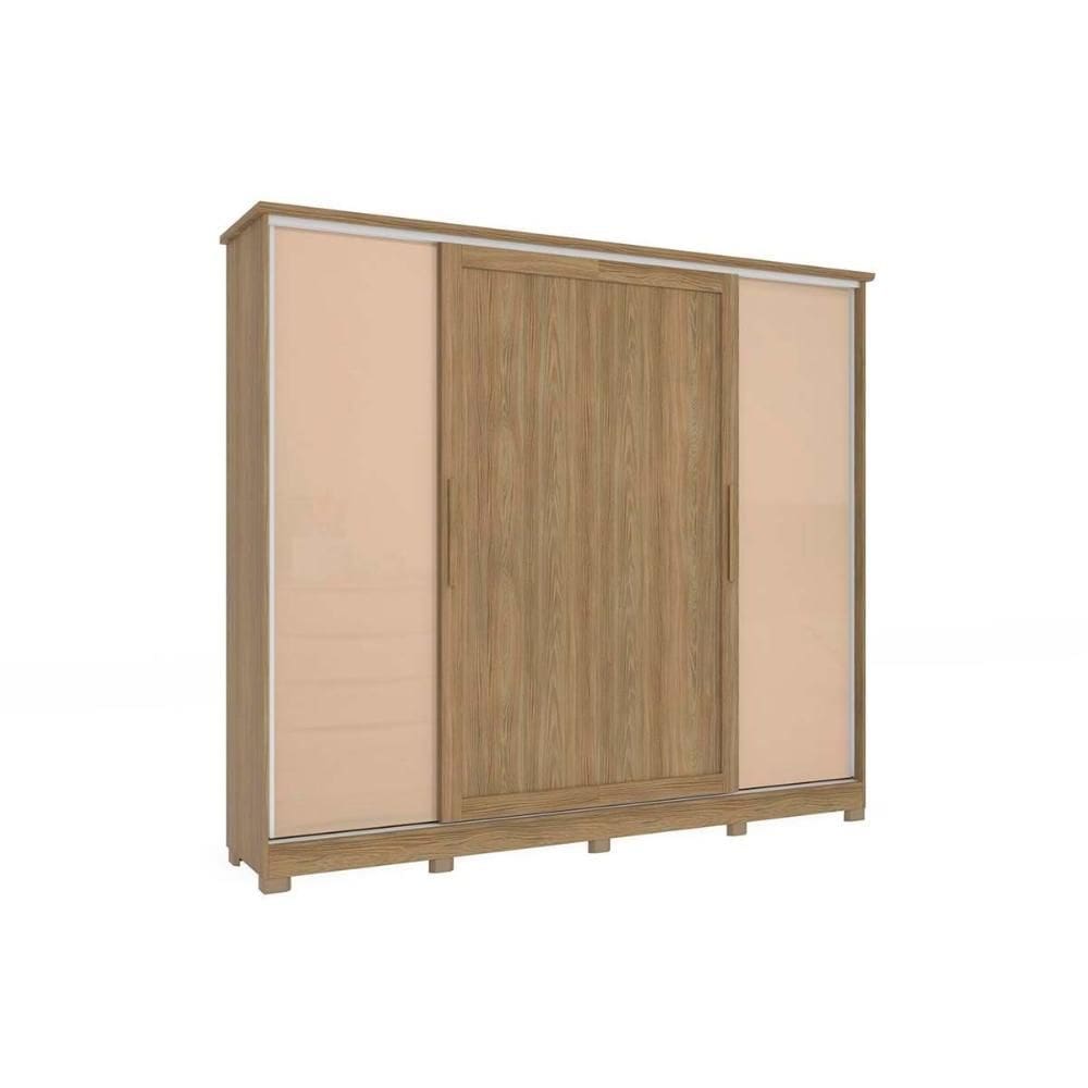 Guarda Roupa Casal 4 Portas de Correr e 4 Gavetas c/ Pés CB03N565 Flex Nogueira/Macadamia ou Verde - Kappesberg