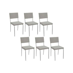 Kit 6 Cadeiras de Cozinha Zaria 2C128 6 Un Cromada - Boucle Cinza - Kappesberg