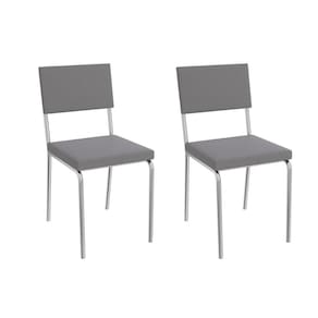 Kit 2 Cadeiras de Cozinha Zaria 2C128 Aço 2 Uni Cromado/Suede Cinza - Kappesberg