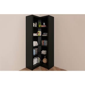 Modulado de Quarto ME4132 de Canto c/ 4 Prateleiras Preto - Tecno Mobili
