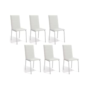 Kit 6 Cadeiras Sala Jantar Amsterdã C091 6 Un Cromada/Branco 106 - Kappesberg