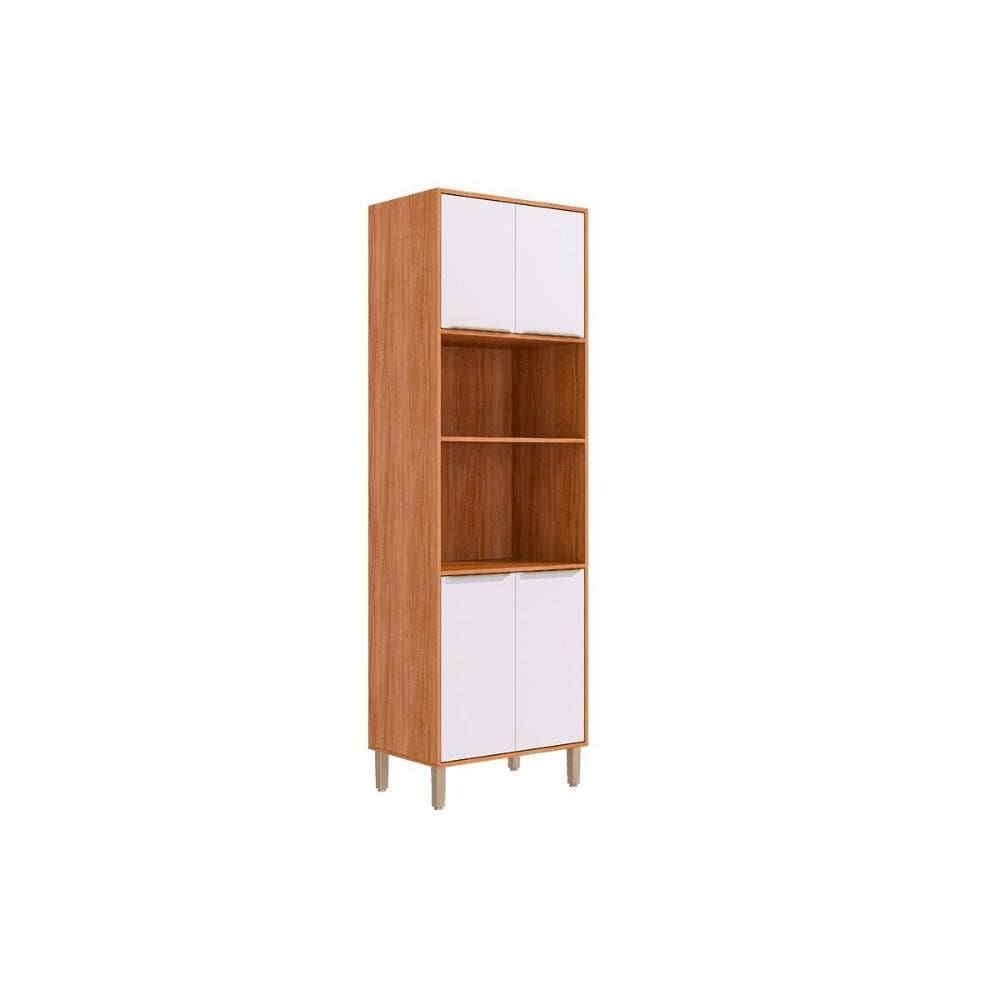 Paneleiro de Cozinha Modulado Esplêndida Torre Quente 2 Fornos c/ 4 Portas 70cm Cinamomo/Branco - MGM