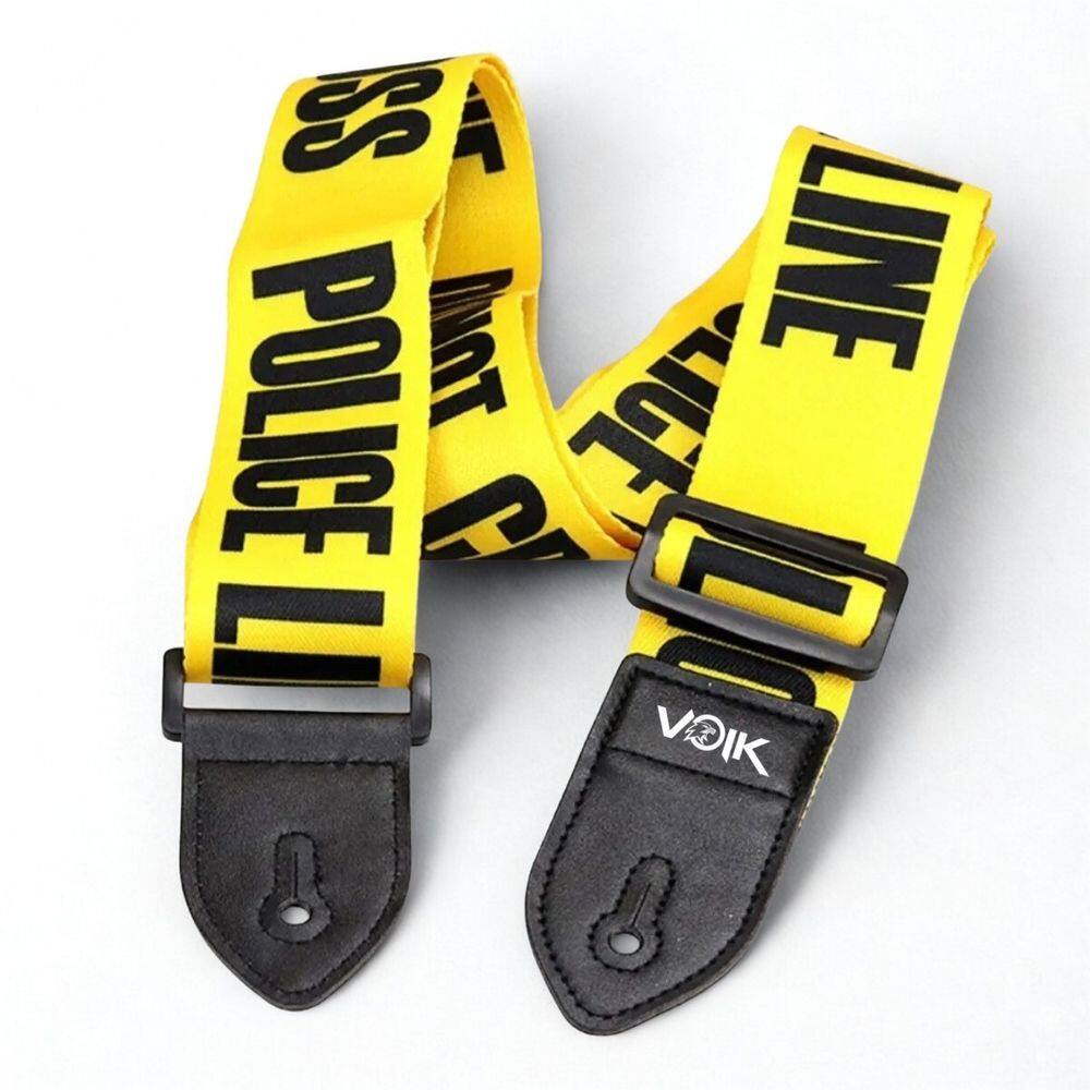 Correia Para Guitarra Violão Nylon Amarela Voik Police