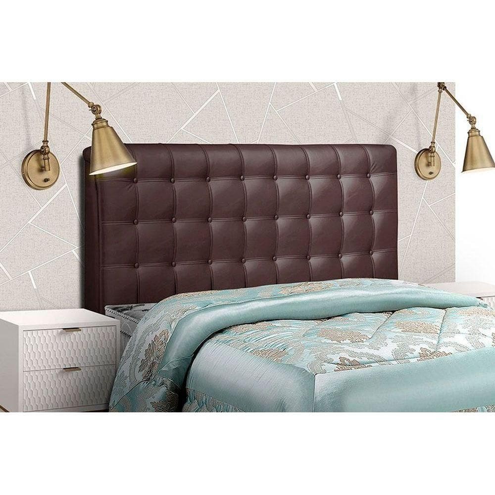 Painel de Cama Box Estofada King Dama Plus Courano Cacau - Simbal