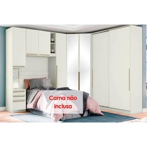 Quarto Henn Seletto 5 Peças (1 Armário Ponte + 1 Closet + 2 Guarda Roupas + 1 Componente) QMH03 Areia
