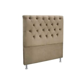 Painel de Cama Box Estofada King Embaixatriz Plus Suede Marrom Taupe - Simbal