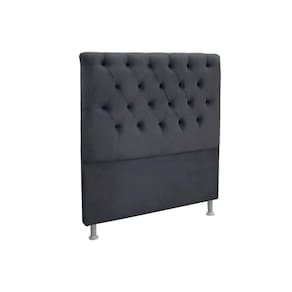 Painel de Cama Box Estofada Solteiro Embaixatriz Plus Suede Cinza - Simbal