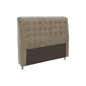 Painel de Cama Box Estofada King Dama Plus Suede Marrom Taupe - Simbal