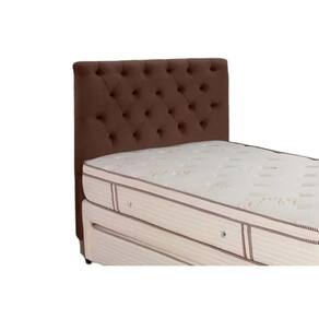 Painel de Cama Box Estofada Solteiro Embaixatriz Plus Suede Marrom Chocolate - Simbal