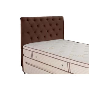 Painel de Cama Box Estofada Solteiro Embaixatriz Plus Suede Marrom Chocolate - Simbal