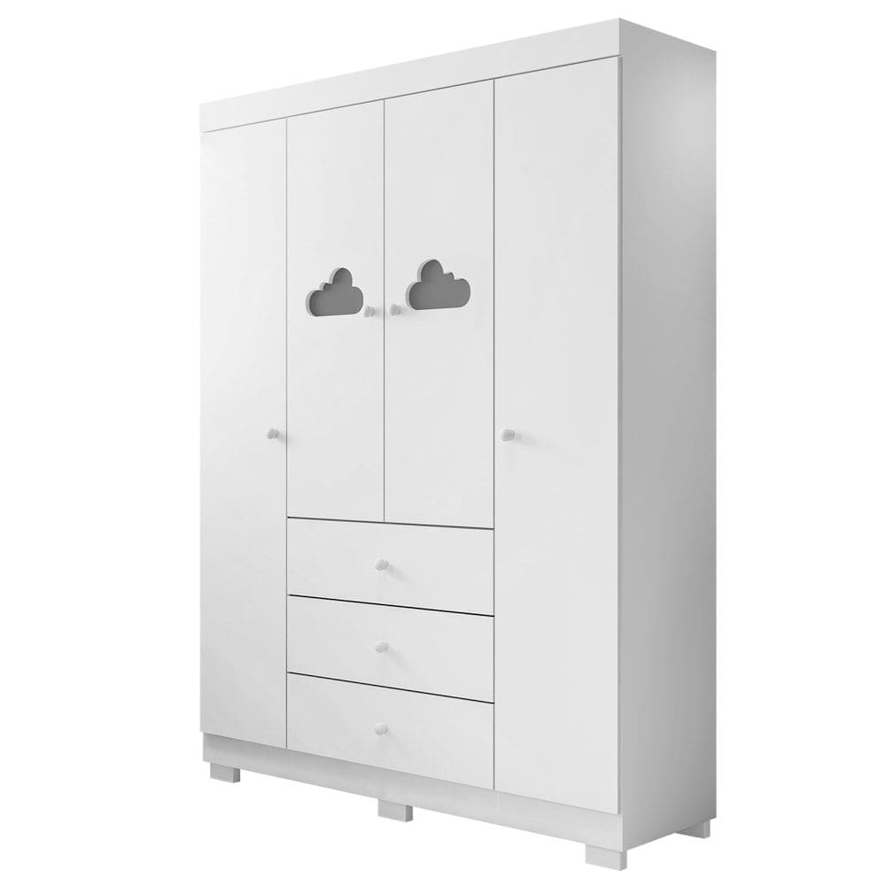 Guarda Roupa Infantil 4 Portas 3 Gavetas Amora Z39 Branco - Mpozenato