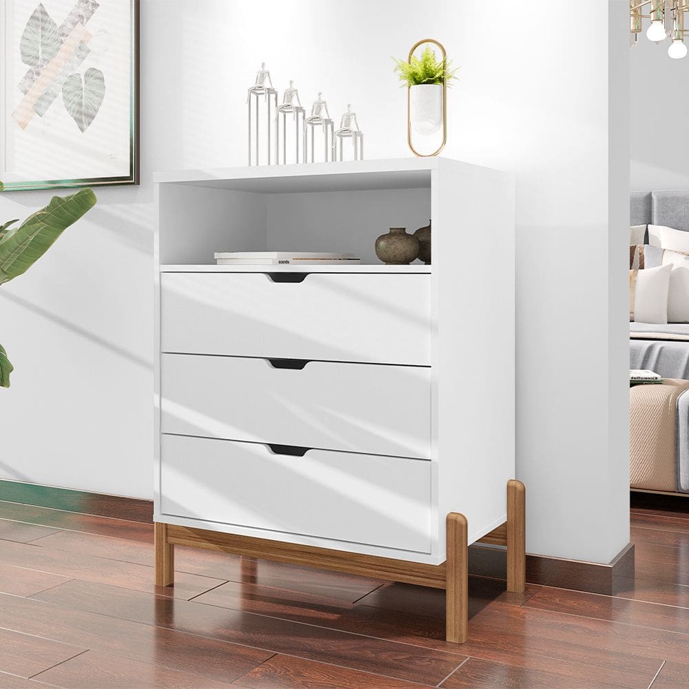 Cômoda Antares Essenziale com 3 Gavetas 77cm Branco