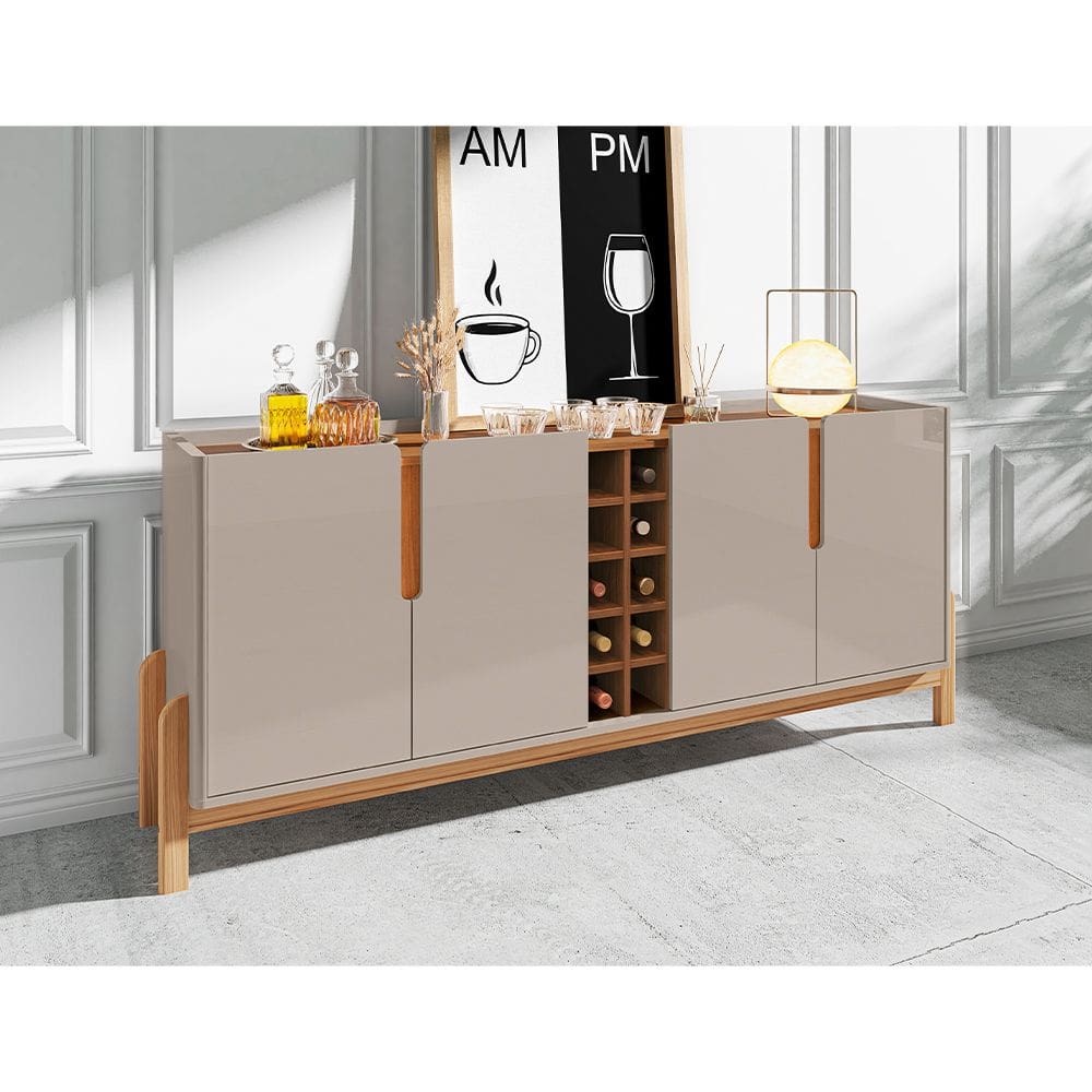 Balcão Buffet Lizz com 4 Portas e Adega 1,90 Off-white/cedro