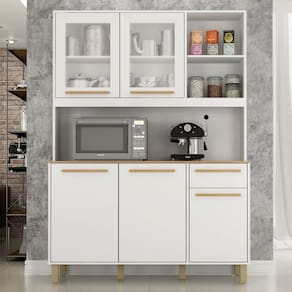 Armário para Cozinha 5 Portas 1 Gaveta Rubi Gaveta Branco - Valdemóveis