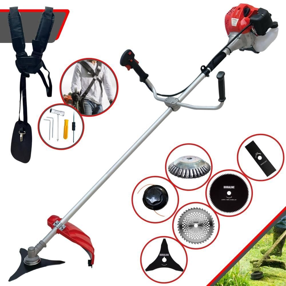 Roçadeira Profissional Anmax CG430P-TB À Gasolina 43cc 2HP 9.000rpm Com Carretel e Faca 2 Pontas + Kit de 3 Facas Extras + Escova de Aço Rotativa