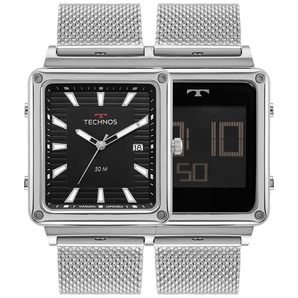 Relógio Technos Masculino Curvas Digiana Prata - 1s13cw-1p 1s13cw-1p