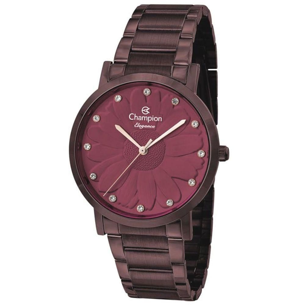 Relógio Champion Feminino Flor Marrom Cn25878v