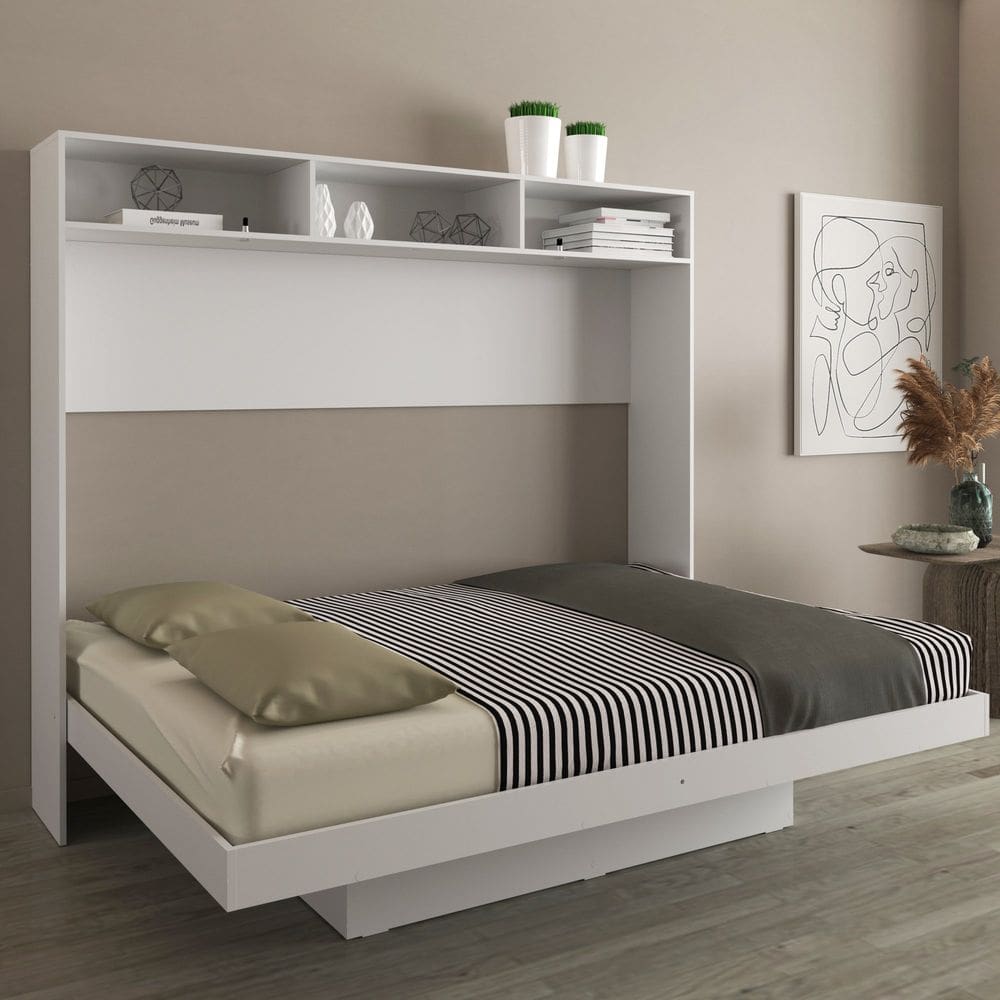 Cama Articulada de Casal Horizontal com Nichos e Prateleiras