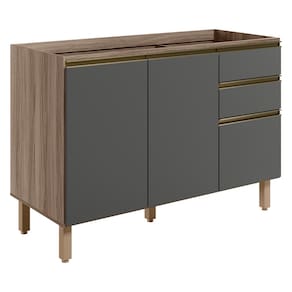 Balcao Para Pia 2P 3G 120cm MDF Kali 16417 Carvalho Toq Chumb0 Nicioli