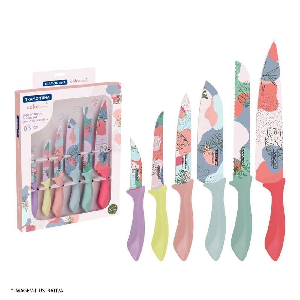 Jogo De Facas 23099732 Colorcut Aço Inox 6 Peças Tramontina Colorido