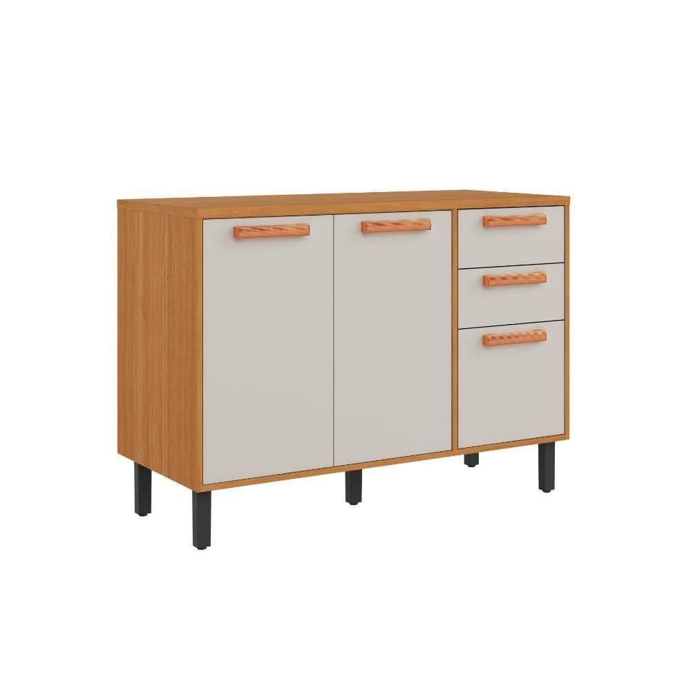 Balcão De Cozinha Itaiaia 3 Portas 2 Gavetas Off White Nápoles