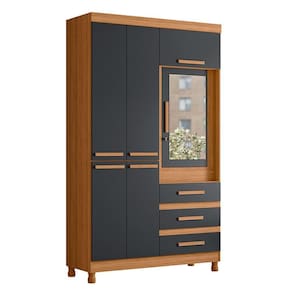 Guarda Roupa Fusion Solteiro 4 Portas Com Espelho Albatroz Nature/titanium