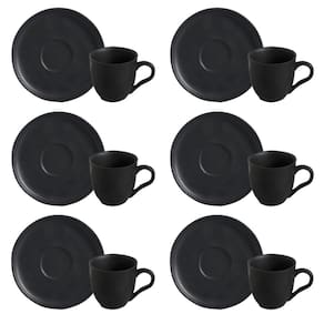 Conjunto de Xícara de Chá com Pires 06 Peças Bio Preto Matte Porto Brasil