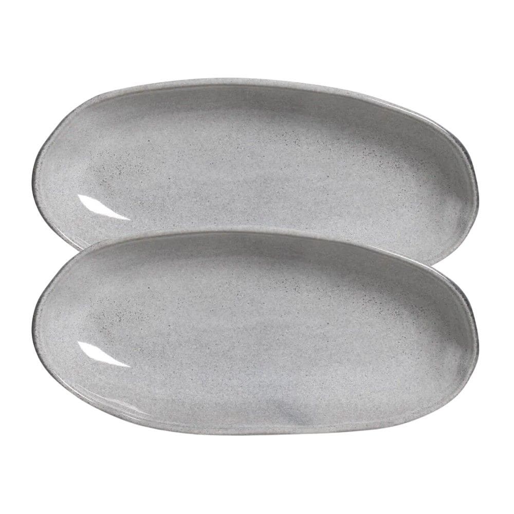 Conjunto com 02 Travessas Oval Funda Grande 32x16 cm Orgânico Dust Porto Brasil