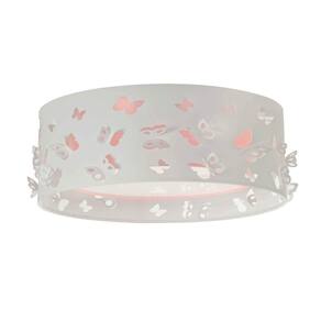 Luminária Infantil Plafon Borboletas Duplo Rosa 40X16