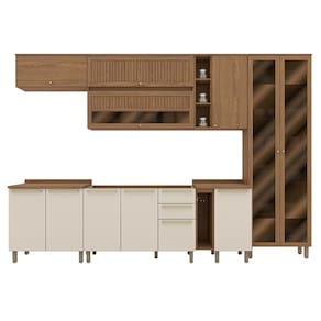 Cozinha Modulada Requinte 9 Peças com Cristaleira - Móveis Henn