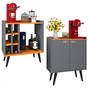 Kit Aparador Adega Porta Garrafas Barzinho Buffet Multiuso 2 Portas Cantinho Café Prateleira Interna Organizadora - Lojas RPM