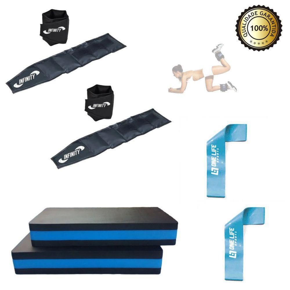 Kit Funcional: 2 - Steps,Mini Band Médio E Caneleiras 2 Kg