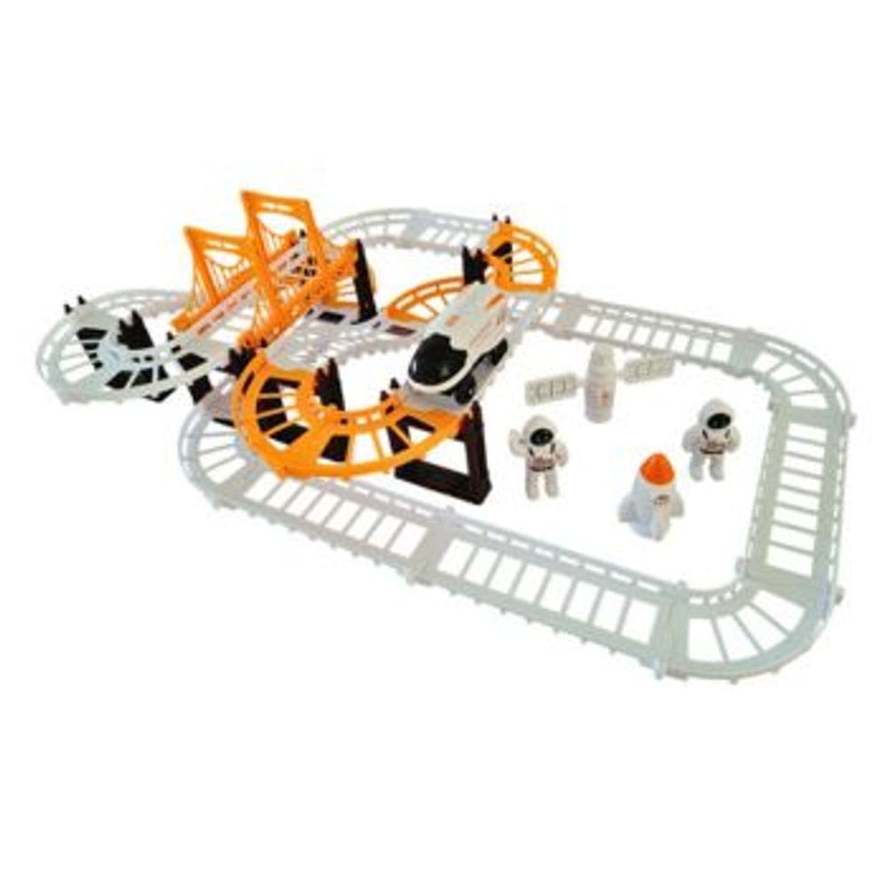 Pista Estacao Espacial 44 Pecas Braskit Astronauta Veiculo e Acessorios Brinquedo Infantil Recreativo