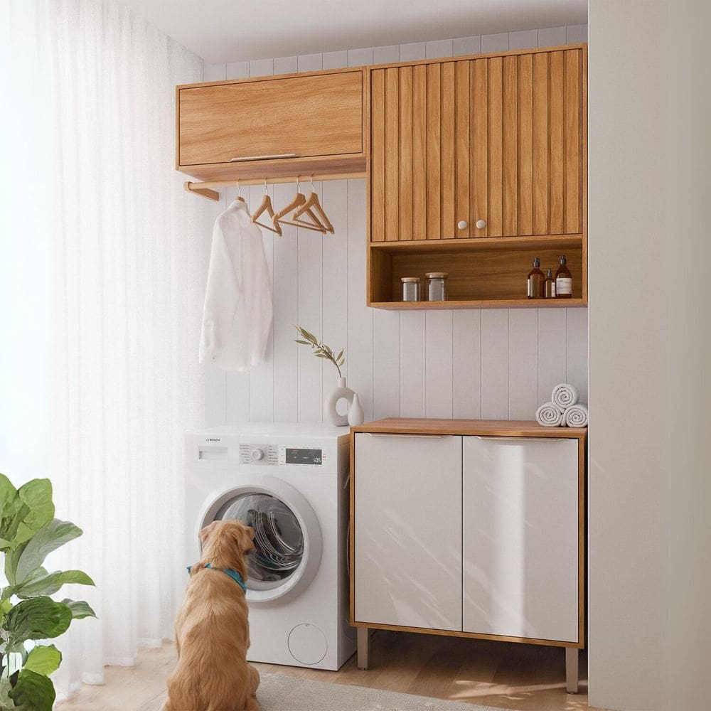Armários Multiuso para Área de Serviço 3 Peças Divina Cinamomo / Branco