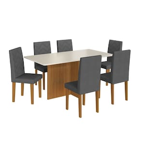 Conjunto de Mesa com 6 Cadeiras Monaco Freiijo/Cinza